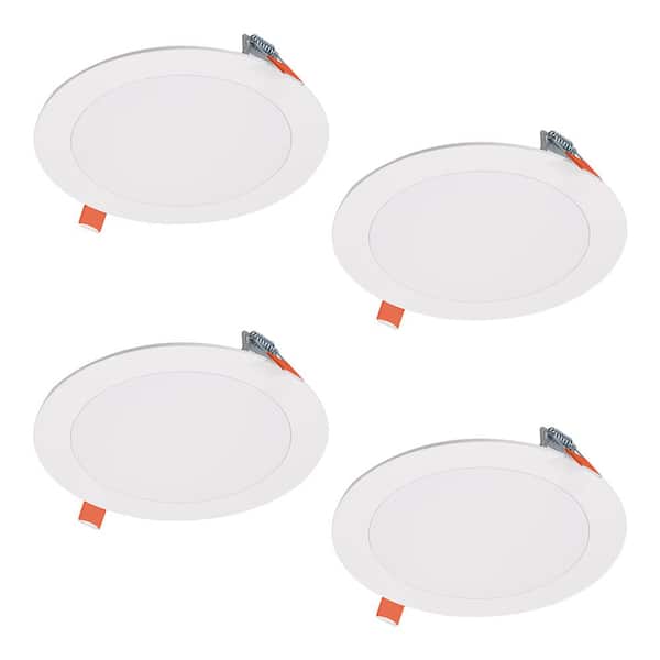 HALO HLBSL6 6 in. Adjustable CCT Canless IC Rated Dimmable Indoor Integrated LED Recessed Light Kit (4-Pack)