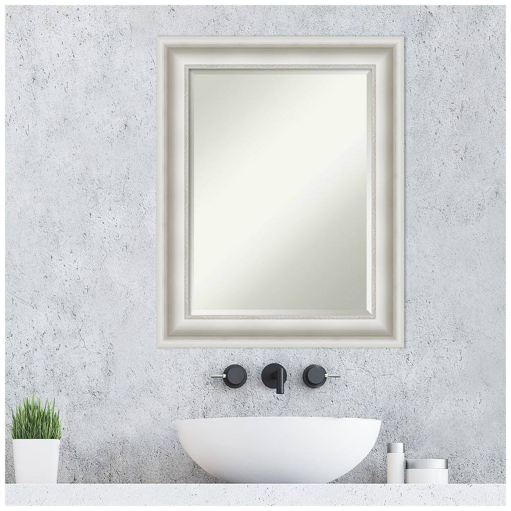 Amanti Art 24"x30" Parlor Framed Bathroom Vanity Wall Mirror White: Modern Rectangle, No Assembly Required