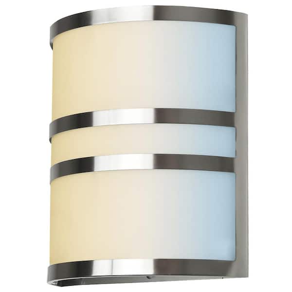 Brushed Nickel Outdoor Hardwired Cylinder Wall Sconce with No Bulbs Included