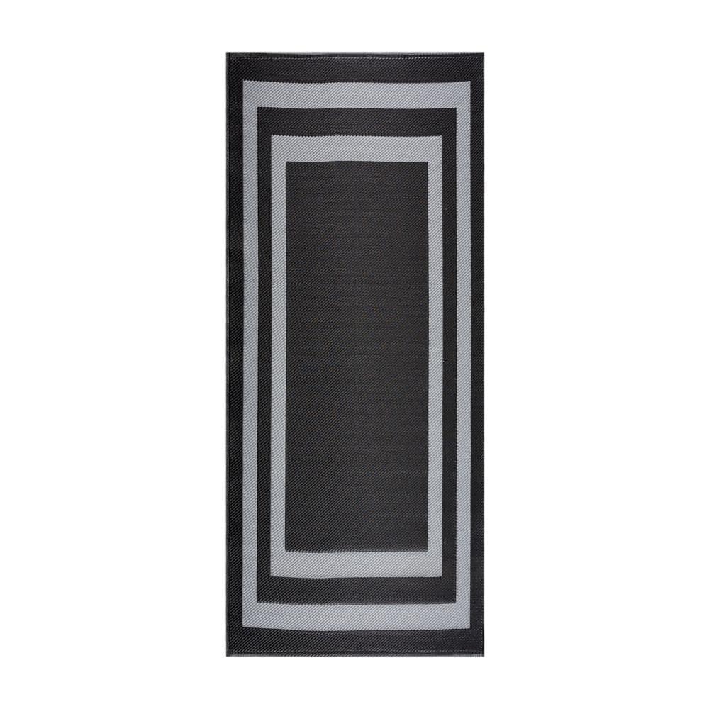 PLAYA RUG Paris Black Gray 2 ft. 3 in. x 6 ft. Reversible Recycled ...