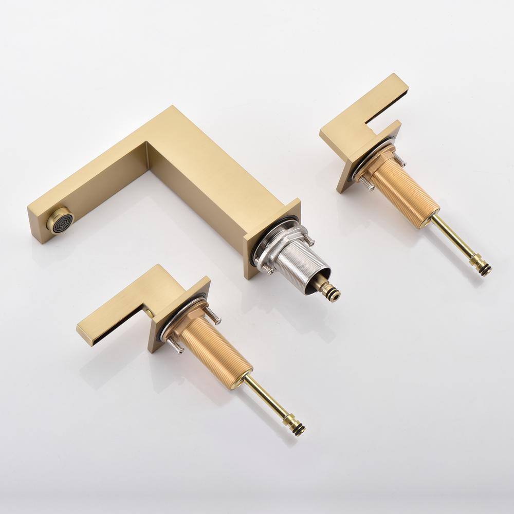 Brushed Gold Stainless Steel 8 in. Widespread Double Handle Bathroom Faucet