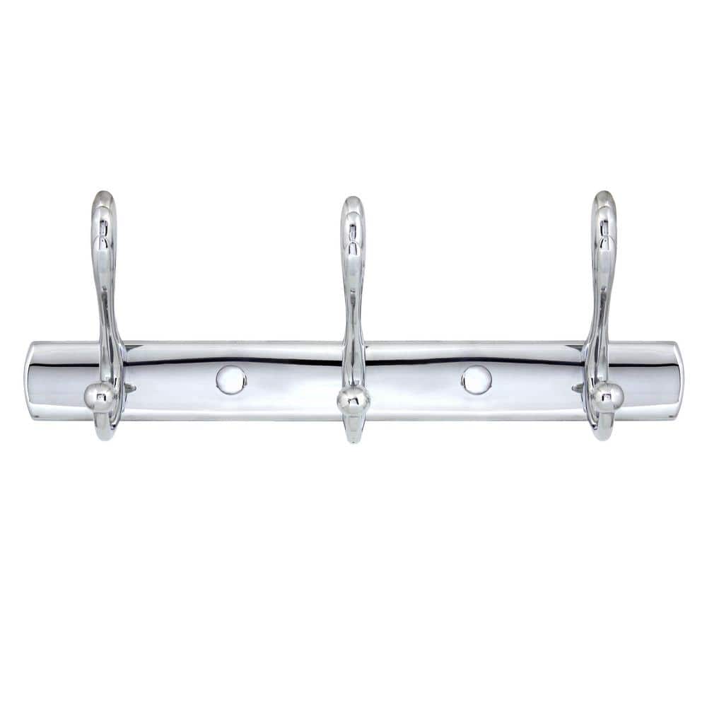 Large Polished Chrome Triple Towel and Robe Hook