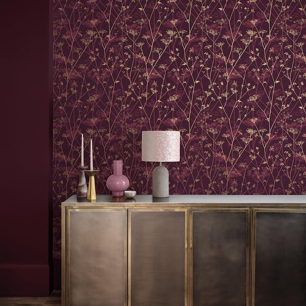 Clarissa Hulse Wild Chervil Damson and Gold Wallpaper