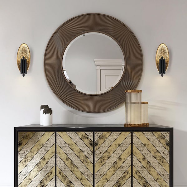 Amphotical 6-Light Integrated LED Black and Vintage Goldleaf Wall Sconce with Resin Shade Modern Dimmable Wall Lighting