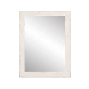 31 in. x 24 in. Farmhouse Rectangle Solid Wood Framed Whitewash Bathroom Vanity Wall Mirror