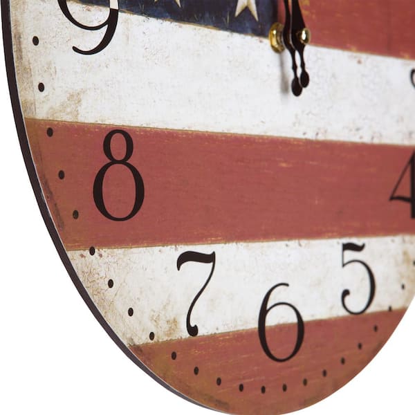 Yosemite Circular Wooden Wall Clock with American Flag Print 