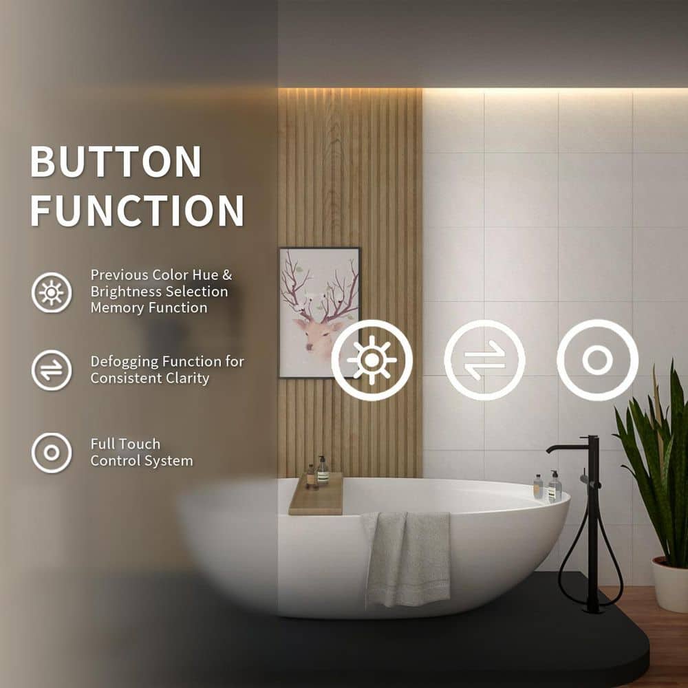 Clear 60" x 36" Frameless LED Bathroom Vanity Mirror