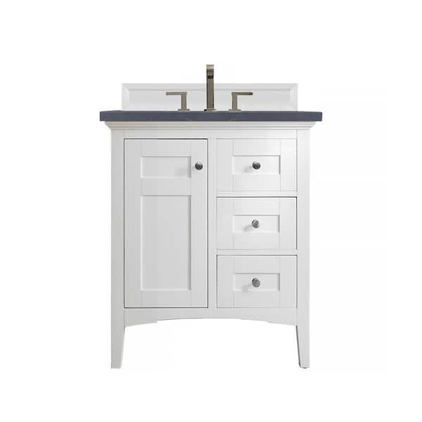 James Martin Vanities Palisades 30 in. W x 23.5 in.D x 35.3 in. H Single Vanity in Bright White with Quartz Top in Charcoal Soapstone