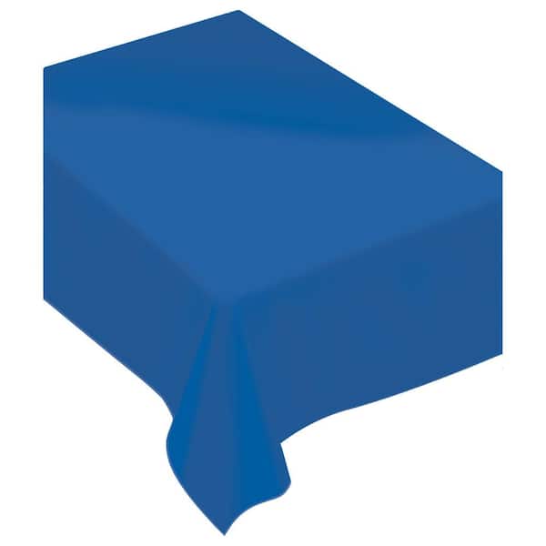 Amscan 80 in. x 60 in. Bright Royal Blue Fabric Everyday Table Cover (2-Pack)