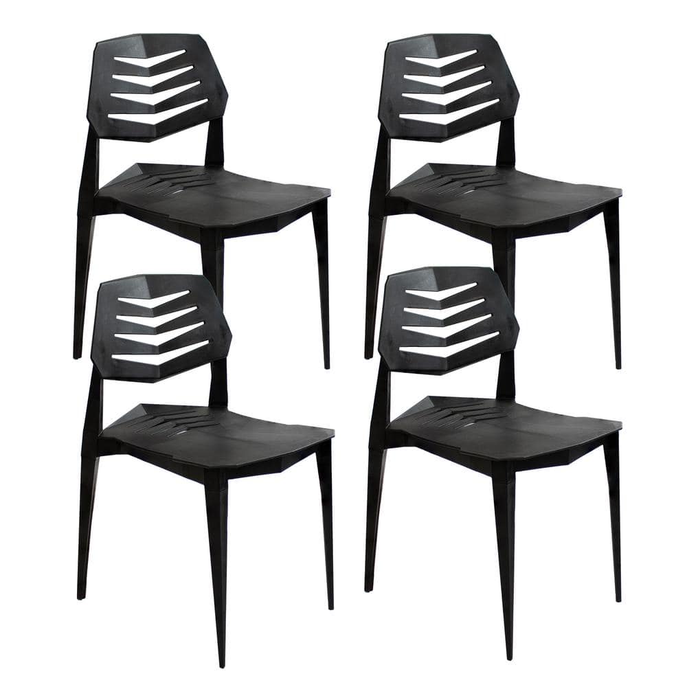 Matisse Black Polypropylene Armless Dining Chairs Set of 4