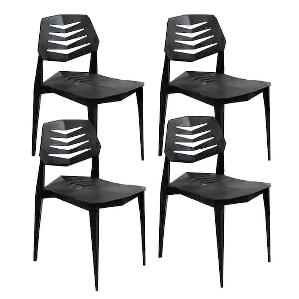 Sunnydaze Matisse Polypropylene Dining Chair - Black - 4-Pack