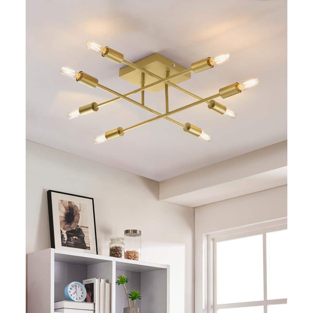 Halton 8-Light 19.5 in . Gold Flush Mount Ceiling Fixture