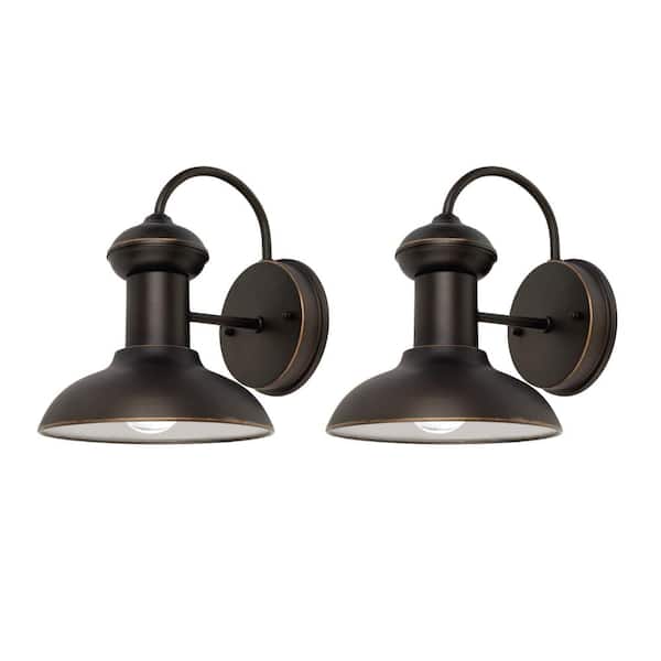 Globe Electric Jamenson Oil-Rubbed Bronze Farmhouse Indoor/Outdoor 1-Light Wall Sconce (2-Pack)