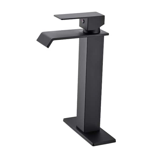 Mondawe MD-High 8.66 in. Spout Height Single Handle Single Hole Bathroom Faucet Bathroom Sink Faucet in Matte Black