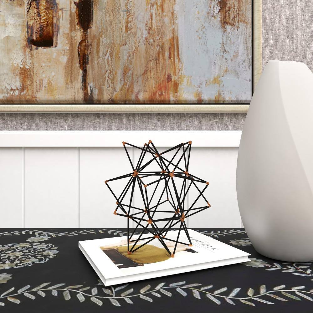 Black and Gold Geometric Metal Star Sculpture