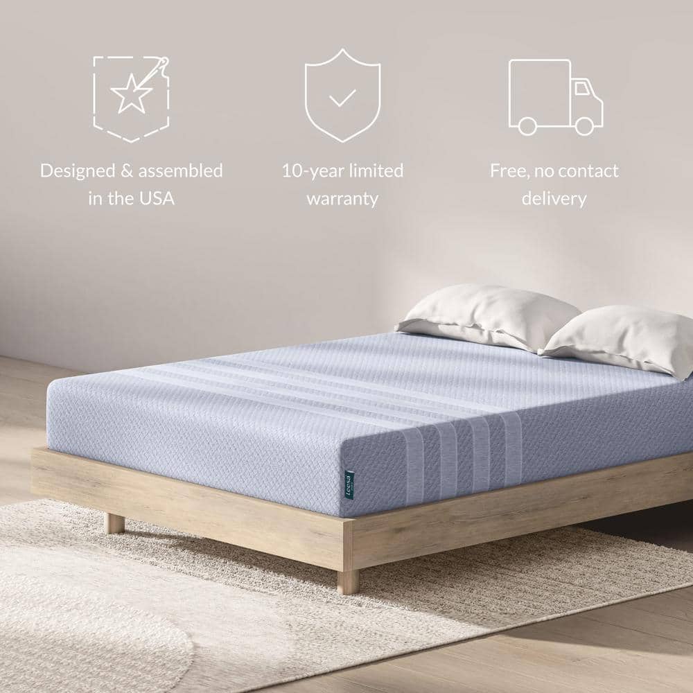 Twin XL Heather-Blue Memory Foam Mattress with Cooling Layers