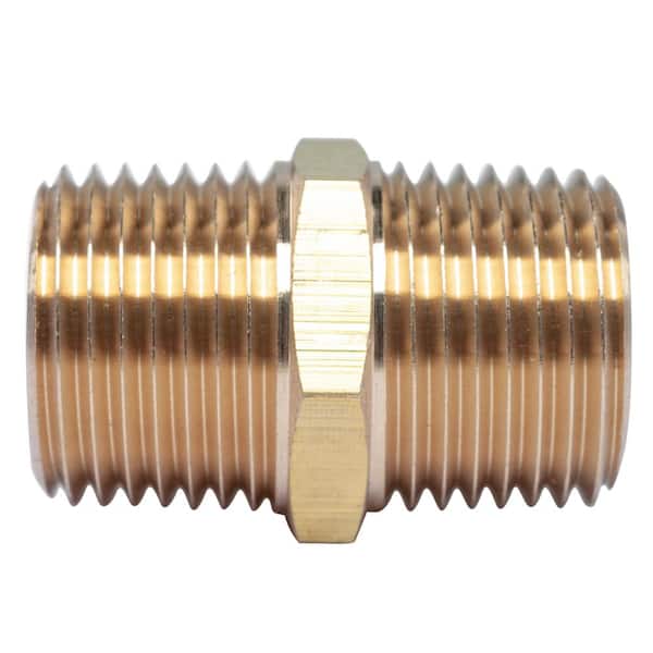 LTWFITTING 1/2 in. MIP Brass Pipe Hex Nipple Fitting (5-Pack)