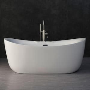 Venezia 71 in. Acrylic Freestanding Double Slipper Whirlpool and Air Bathtub with Drain and Overflow Included in White
