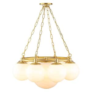 9-Light Brass Modern Bubble Cluster Chandelier for Living Room with Cloud Glass Shade and No Bulbs Included