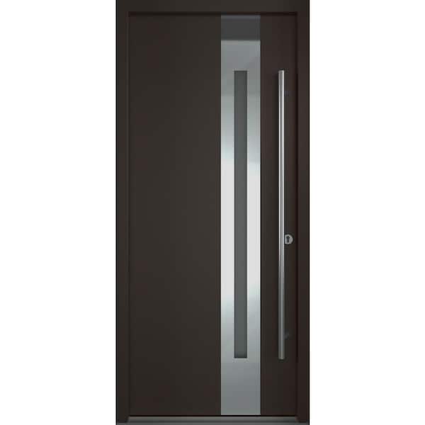 Belldinni ZEPHYR 37 in. x 82" Left-Hand/Inswing Frosted Glass BROWN/WHITE Finished Steel Prehung Front Door with Hardware Kit