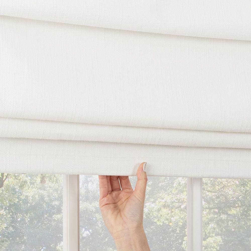 White Textured Fabric Cordless Blackout Roman Shade 39" x 64"