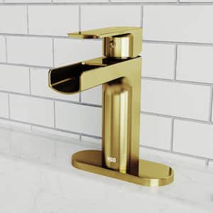 Ileana Single Handle Single-Hole Bathroom Faucet with Deck Plate in Matte Brushed Gold