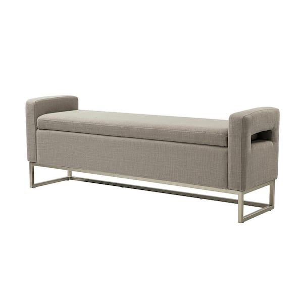 ARTFUL LIVING DESIGN Justo Wide Grey Storage Bench with Metal Legs 59.1 in.