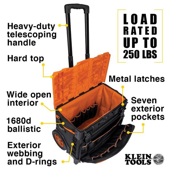 Klein Tools Tradesman Pro Tool Master Rolling Tool Bag, 19 Pockets 