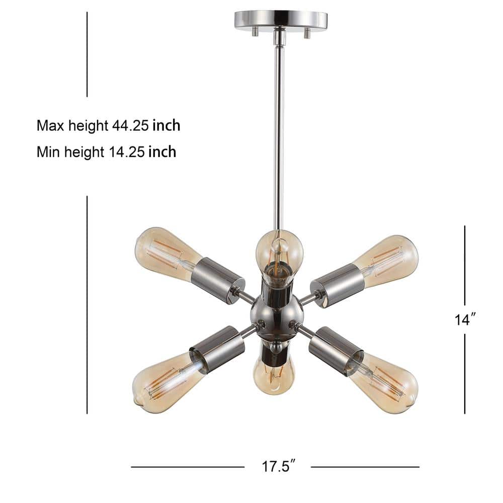 Adjustable Nickel Sputnik Chandelier with LED Bulbs