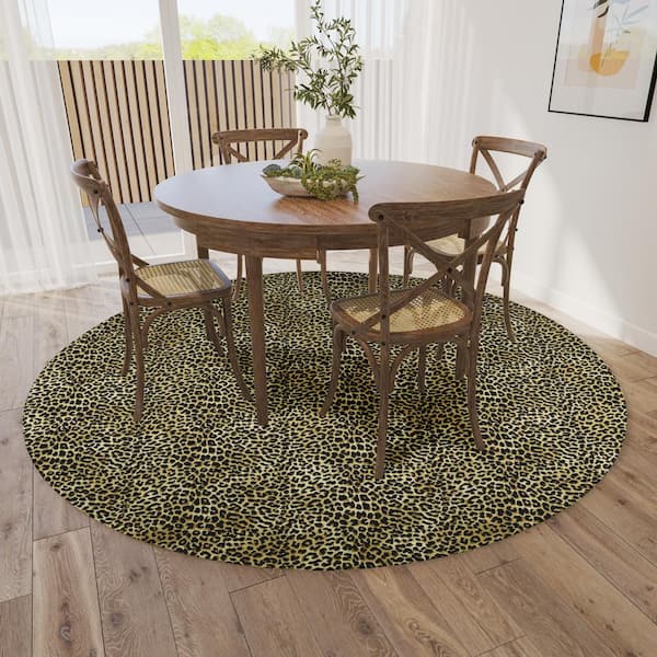 Addison Rugs Kruger Gold 8 ft. x 8 ft. Round Animal Print Area Rug  HDKR2GO8RO - The Home Depot