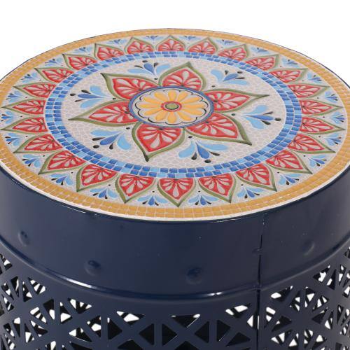 ITOPFOX 18.5 in. Outdoor Classic Oriental Dark Blue Round