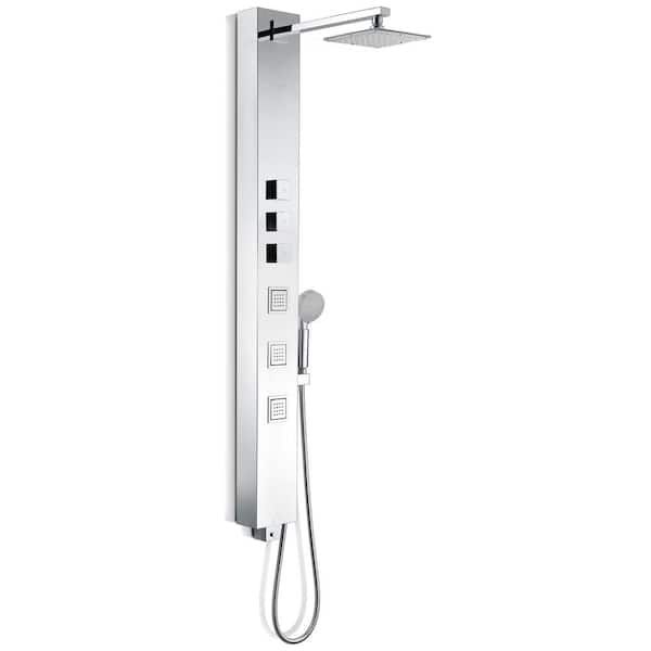 ANZZI Lann 53 in. 3-Jetted Full Body Shower Panel System with Heavy Rain Showerhead and Spray Wand in Chrome (Valve Included)