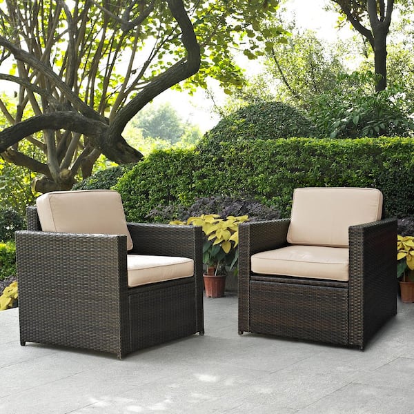 Crosley Palm Harbor 2-Piece Wicker Outdoor Seating Set with Sand