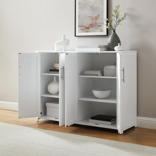CROSLEY FURNITURE Savannah White MDF 48 in. Sideboard with
