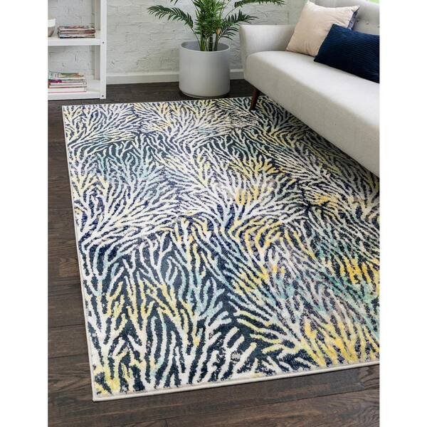 Unusual Multi-Color Industrial Rug Polyester Swirl Striped Pattern