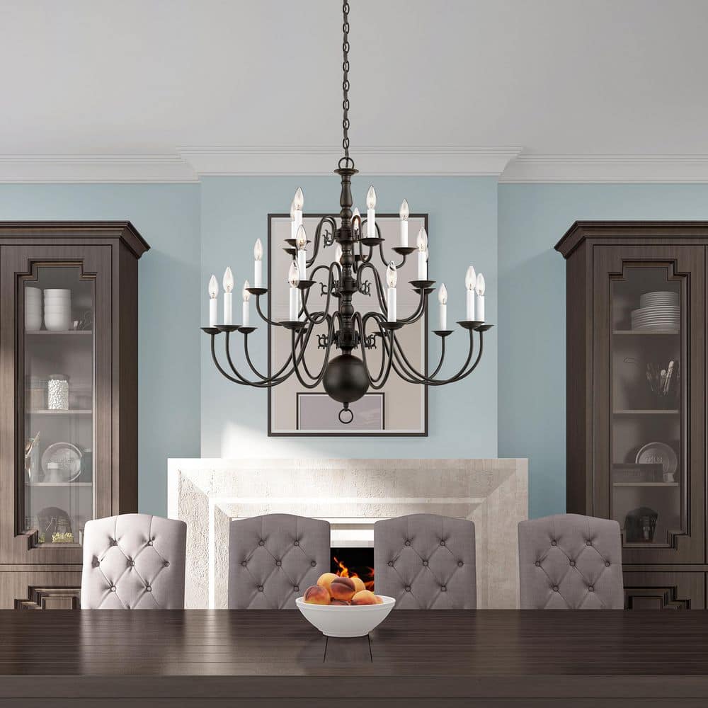 Bronze 36-Inch 20-Light Candelabra Chandelier