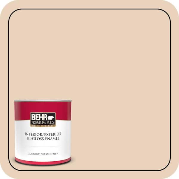 BEHR PREMIUM PLUS 1 qt. #HDC-MD-17 Minimum Beige Hi-Gloss Enamel Interior/Exterior Paint & Primer