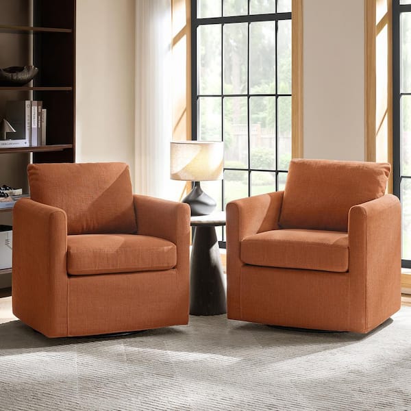 Christepher Coral Modern 360° Slipcovered Swivel Chair Set of 2
