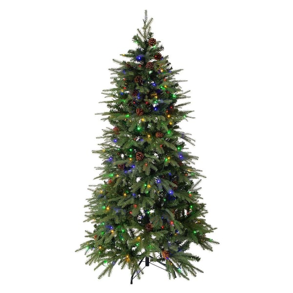 Glitzhome ft. Pre-Lit Green Fir Artificial Christmas Tree with 350 LED  Lights Functional Multi-color Remote controller 2014600019 The Home  Depot