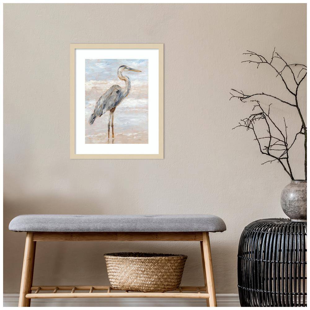 Beach Heron I Framed Giclee Print in Svelte Natural