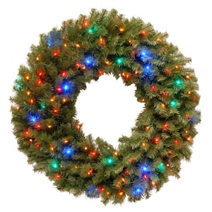 36 in. Norwood Fir Artificial Wreath with Multicolor LED Lights