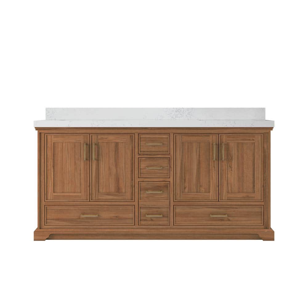 Charlotte Teak 72 in. W x 22 in. D x 36 in. H Double Sink Bath Vanity in Dark Natural with 2 in. Carrara Quartz Top price history on PriceWatchPro
