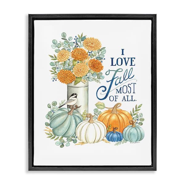 Stupell Industries Love Fall Still Life by Deb Strain 1-Piece Floater Frame Graphic Print Nature Poster Art Print 31 in. x 25 in.