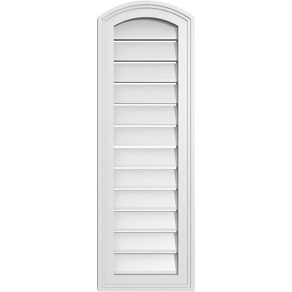 Ekena Millwork 12 in. x 34 in. Arch Top Surface Mount PVC Gable Vent: Decorative with Brickmould Frame
