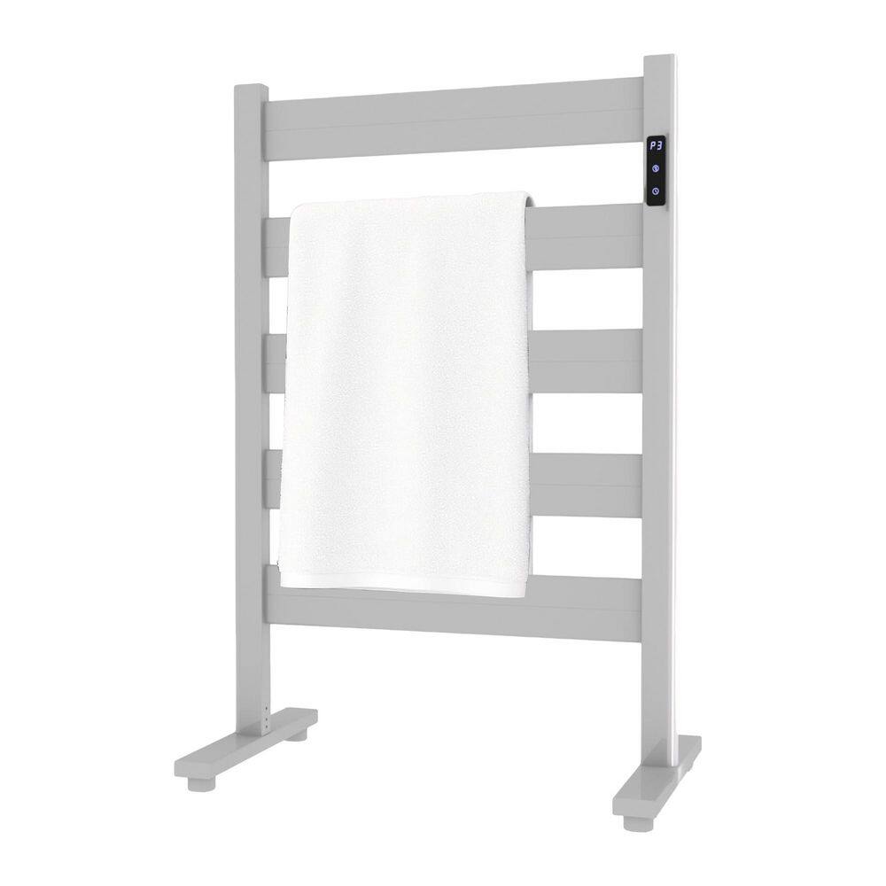 1-Piece Matte White 5-Bar Heated Towel Rack with Timer Adjustable Temperature Space Aluminum Rust-Resistantf or Bathroom price history on PriceWatchPro