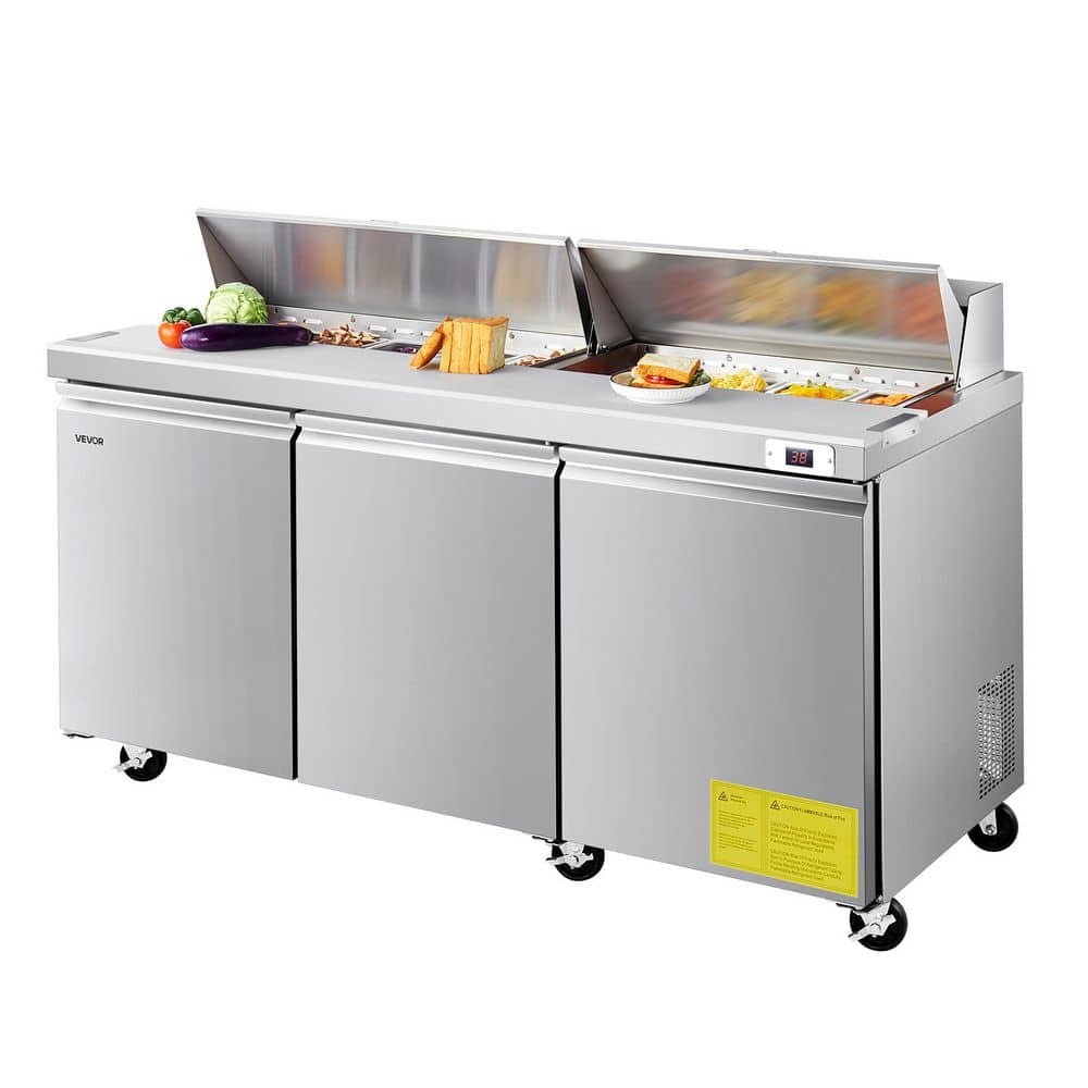 Commercial Refrigerator 72 in. Sandwich Prep Table, 18.7 cu.ft Stainless Steel Refrigerated Food Prep Station in Silver