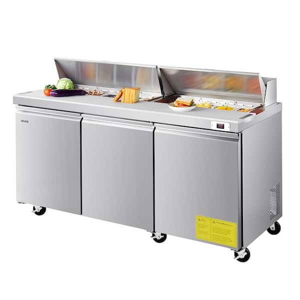 Commercial Refrigerator 72 in. Sandwich Prep Table, 18.7 cu.ft Stainless Steel Refrigerated Food Prep Station in Silver