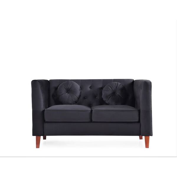 US Pride Furniture Sisilia 59 in. Black Velvet 2Seater Loveseat with