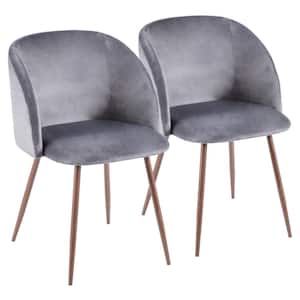 Fran Walnut and Grey Velvet Dining Chair (Set of 2)