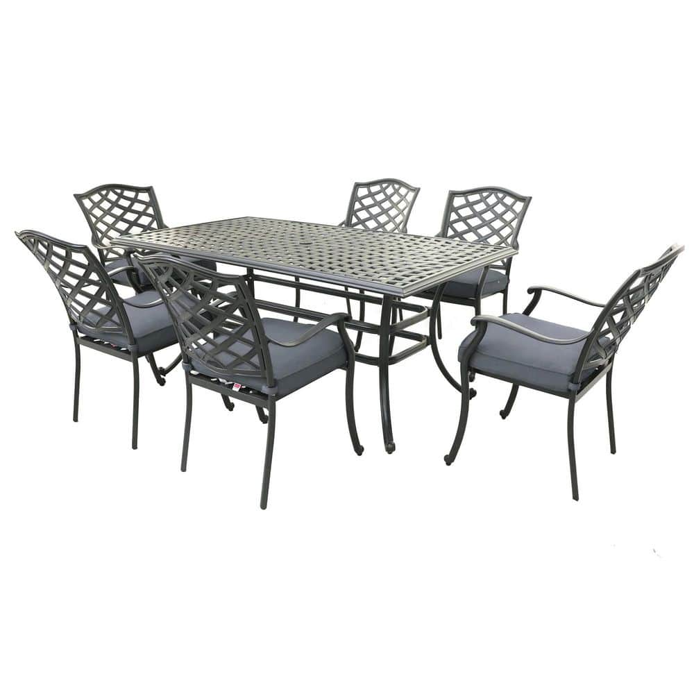 Mondawe Shakman 7-Piece Aluminum Patio Rectangular Table 68 in.D ...